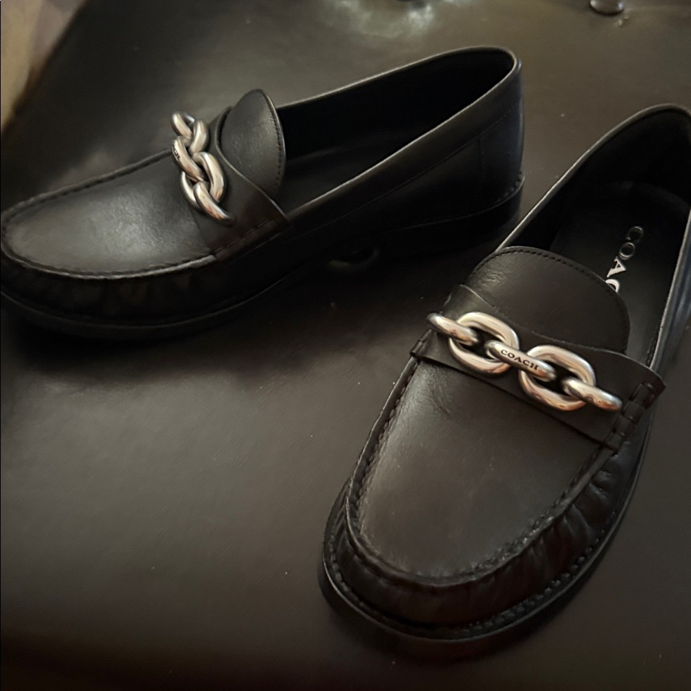 Coach Black Loafers with Silver Accent, Brand New, no Box, size 7 - Picture 2 of 6